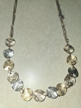 Two-Tone Coin Link Necklace - Gold & Silver